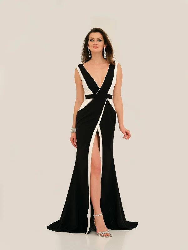 cocktail dresses with ruched sides for slimming effect --Long Evening Dress by Dave and Johnny 11297