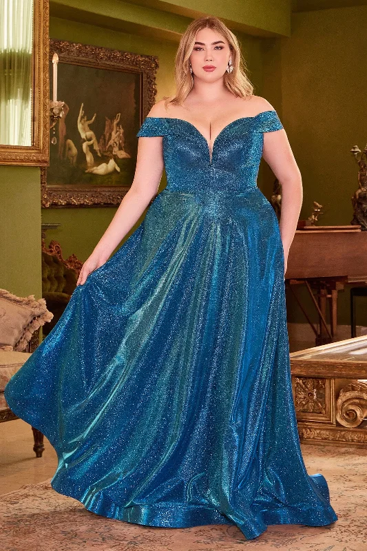 Best wedding guest dresses for formal and semi-formal events -Plus Size Off Shoulder Metallic Gown by Cinderella Divine CD210C Best wedding guest dresses for formal and semi-formal events -Plus Size Off Shoulder Metallic Gown by Cinderella Divine CD210C