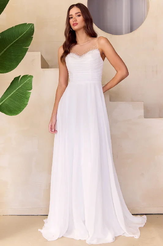 cocktail dresses with cut-out details for clubbing nights --Chiffon Sleeveless A-line Gown by Amelia Couture 3023
