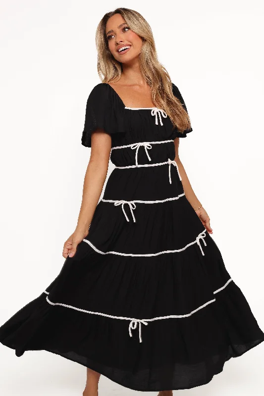 Off-shoulder mini party dresses for a chic look -Harvey Maxi Bow Dress - Black/White Off-shoulder mini party dresses for a chic look -Harvey Maxi Bow Dress - Black/White