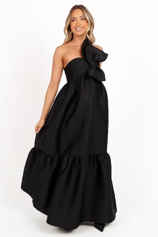 bridesmaid dresses in jewel tones for winter weddings --Betina Bow Front Maxi Dress - Black bridesmaid dresses in jewel tones for winter weddings --Betina Bow Front Maxi Dress - Black