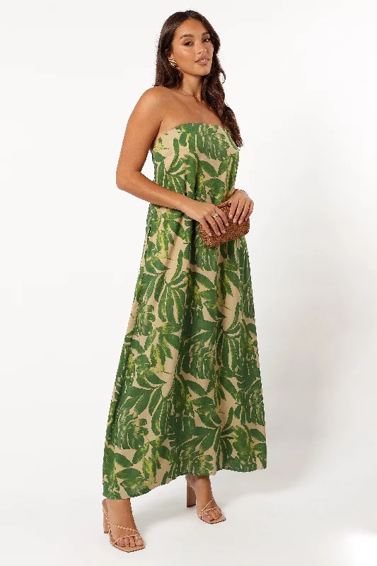 Wedding guest dresses with delicate embroidery for an intricate design -Penny Strapless Midi Dress - Ibiza Palm Wedding guest dresses with delicate embroidery for an intricate design -Penny Strapless Midi Dress - Ibiza Palm