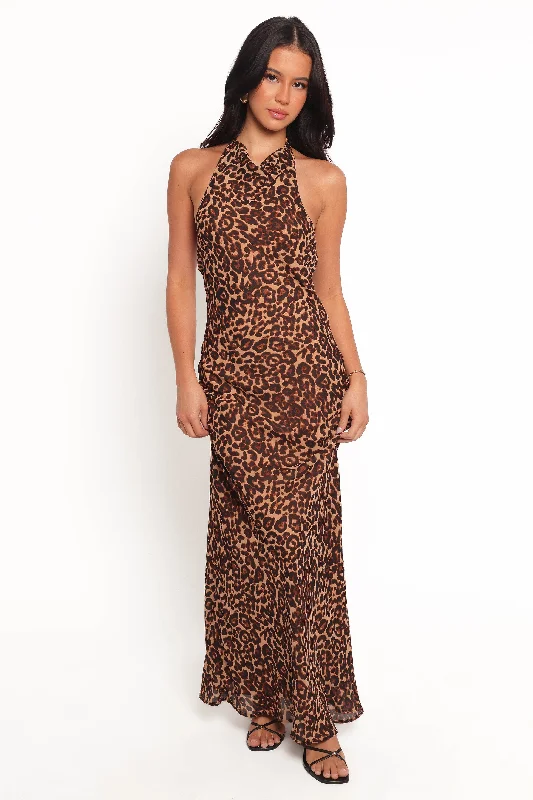 formal dresses for tall women with high slits --Carolyn Maxi Dress - Leopard