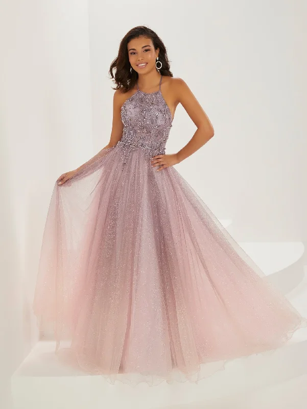 cocktail dresses with floral patterns for spring events --Beaded Ombre Tulle Halter Gown by Tiffany Designs 16947 cocktail dresses with floral patterns for spring events --Beaded Ombre Tulle Halter Gown by Tiffany Designs 16947