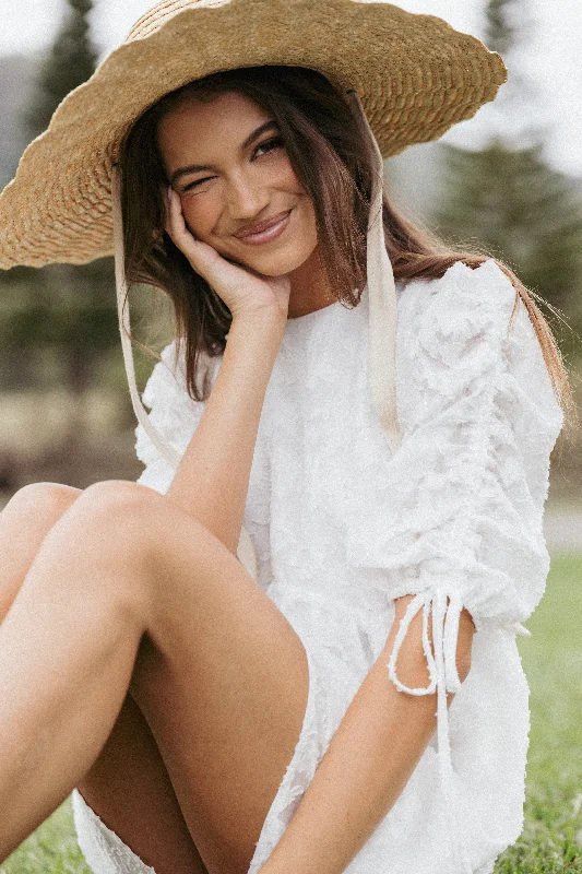 Graduation dresses for beach celebrations with airy fabrics -Giselle Mini Dress - White Floral Graduation dresses for beach celebrations with airy fabrics -Giselle Mini Dress - White Floral