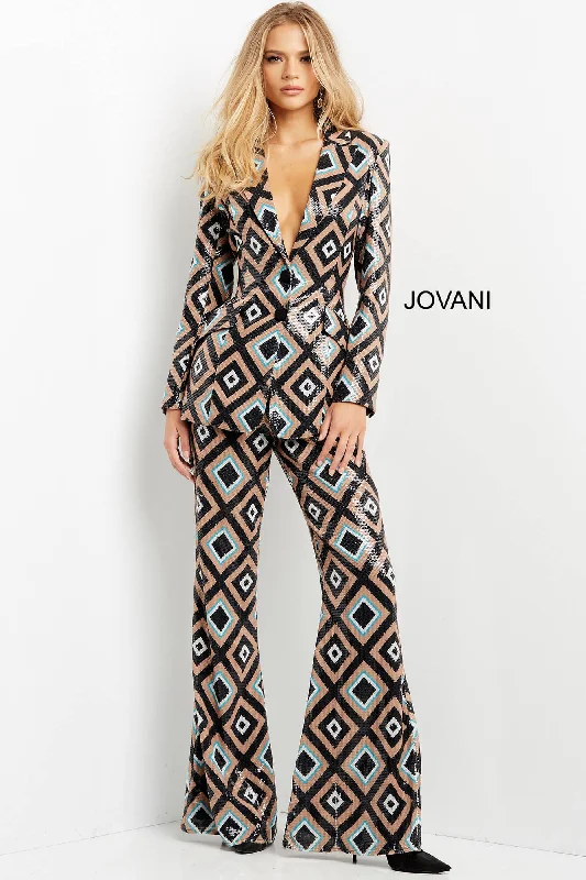formal dresses with tiered skirts for volume and movement --Multi Color Sequin Two Piece Suit by Jovani 07921 formal dresses with tiered skirts for volume and movement --Multi Color Sequin Two Piece Suit by Jovani 07921