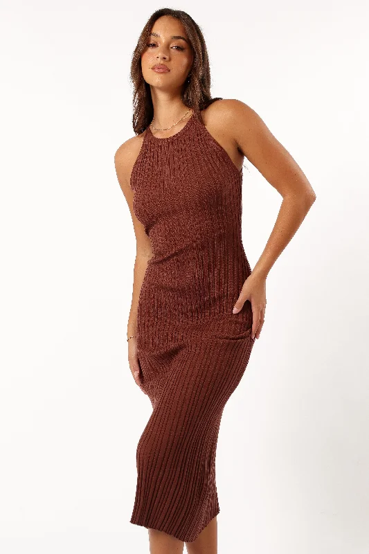 Unique metallic party dresses for bold looks -Brighton Maxi Dress - Chocolate Brown Unique metallic party dresses for bold looks -Brighton Maxi Dress - Chocolate Brown