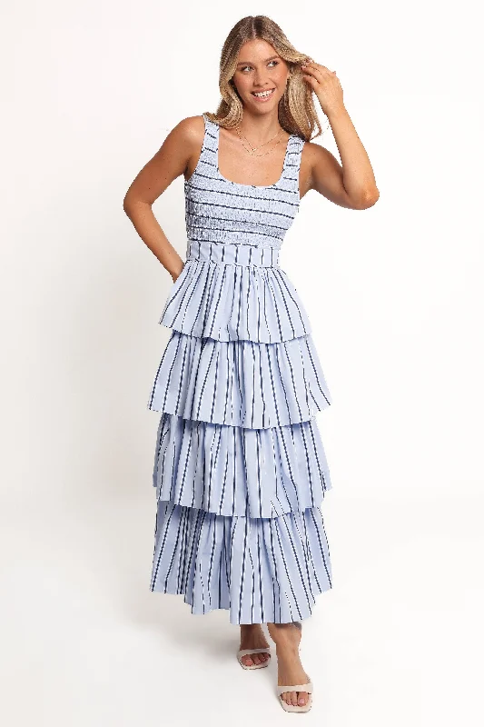 Gorgeous lace dresses for bridal showers and weddings -Waverly Maxi Dress - Blue