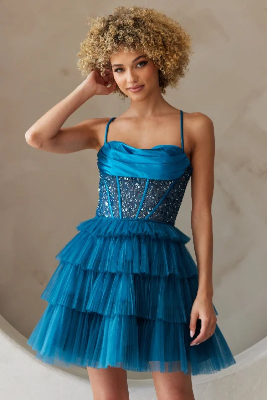 Bohemian-style graduation dresses for a relaxed vibe -Beaded Short Sleeveless Tiered Dress by Amelia Couture BZ9023S Bohemian-style graduation dresses for a relaxed vibe -Beaded Short Sleeveless Tiered Dress by Amelia Couture BZ9023S