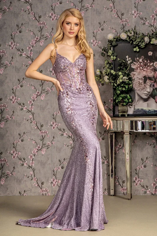 cocktail dresses with sequined bodices for sparkle --Embroidered Glitter Corset Mermaid Dress by GLS Gloria GL3399