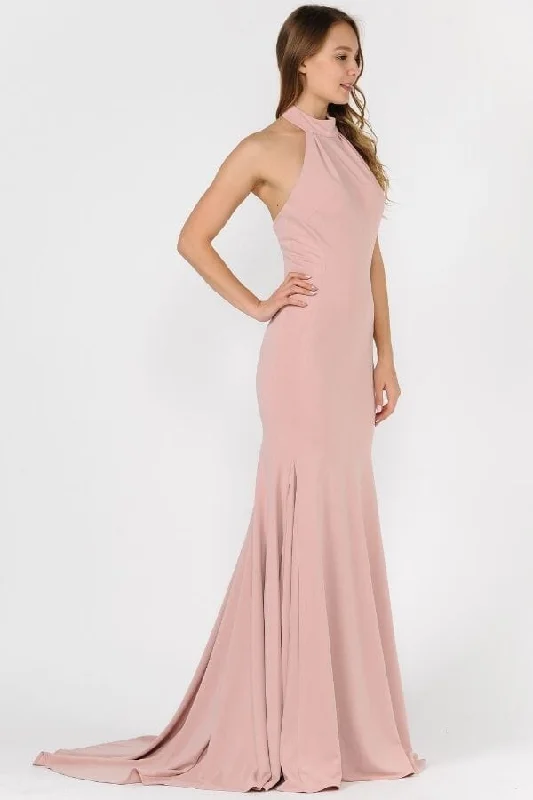 bridesmaid dresses with lace overlays for vintage style --Long High-Neck Mermaid Dress with Train by Poly USA 8252 bridesmaid dresses with lace overlays for vintage style --Long High-Neck Mermaid Dress with Train by Poly USA 8252