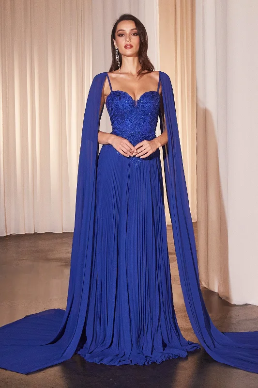 Short cocktail dresses for wedding guest fashion -Pleated Cape Sleeve A-line Gown by Ladivine CJ937 Short cocktail dresses for wedding guest fashion -Pleated Cape Sleeve A-line Gown by Ladivine CJ937