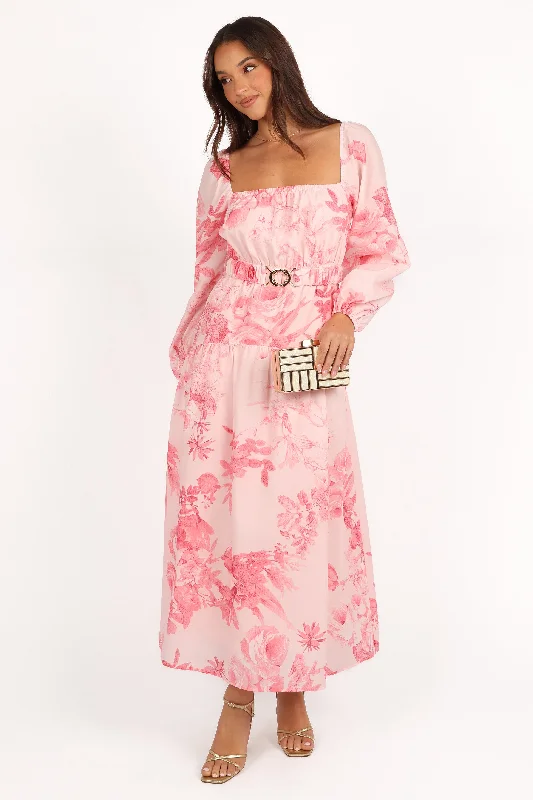 cocktail dresses with halter necklines for chic style --Sharine Long Sleeve Dress - Pink Floral cocktail dresses with halter necklines for chic style --Sharine Long Sleeve Dress - Pink Floral