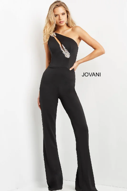 formal dresses for cocktail parties with fitted silhouettes --Beaded Jersey One Shoulder Jumpsuit by Jovani 09019 formal dresses for cocktail parties with fitted silhouettes --Beaded Jersey One Shoulder Jumpsuit by Jovani 09019