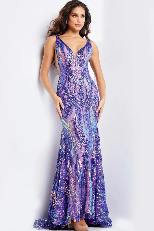 cocktail dresses with wrap skirts for adjustable fit --Sequin Fitted Sleeveless Gown by Jovani 22770