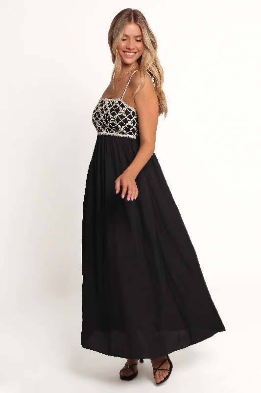 Comfortable spring dresses for travel and exploration -Ysabel Maxi Dress - Black/Natural Comfortable spring dresses for travel and exploration -Ysabel Maxi Dress - Black/Natural