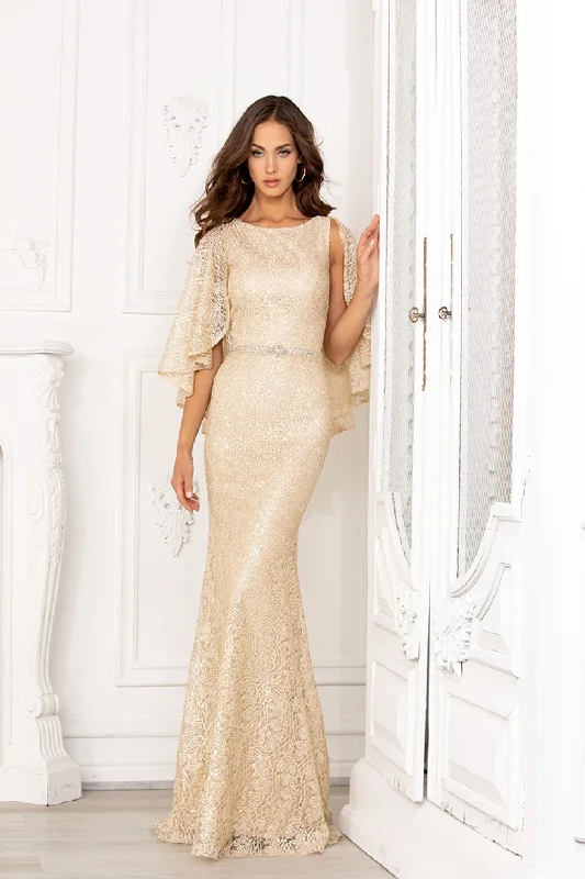 cocktail dresses with satin fabric for smooth texture --Fitted Embroidered Capelet Gown by Lucci Lu 6048W cocktail dresses with satin fabric for smooth texture --Fitted Embroidered Capelet Gown by Lucci Lu 6048W