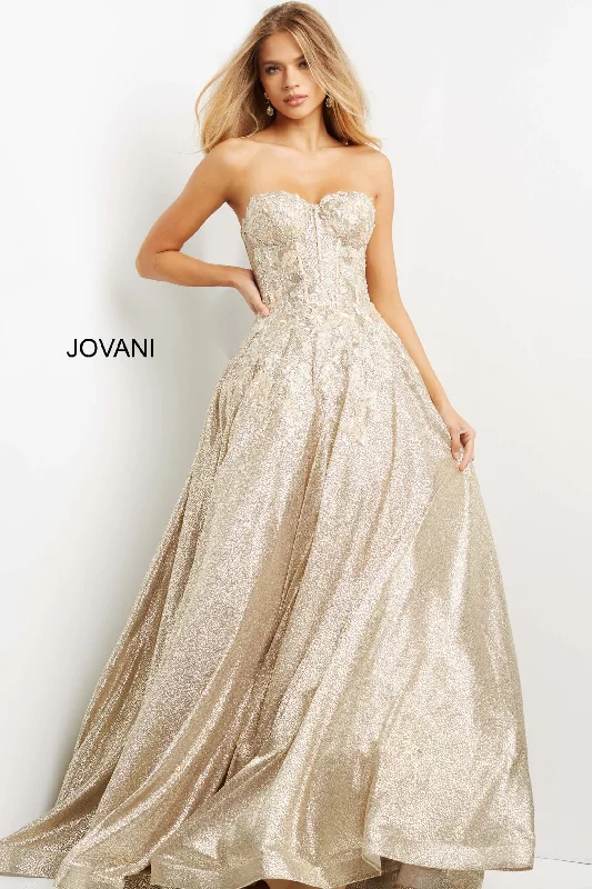 formal dresses with sheer panels for modern style --Glitter Strapless A-line Gown by Jovani 07497 formal dresses with sheer panels for modern style --Glitter Strapless A-line Gown by Jovani 07497