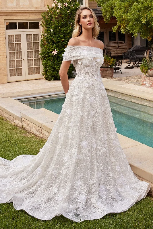 formal dresses for holiday balls with metallic accents --3D Floral Wedding Ball Gown by Ladivine CD860W formal dresses for holiday balls with metallic accents --3D Floral Wedding Ball Gown by Ladivine CD860W