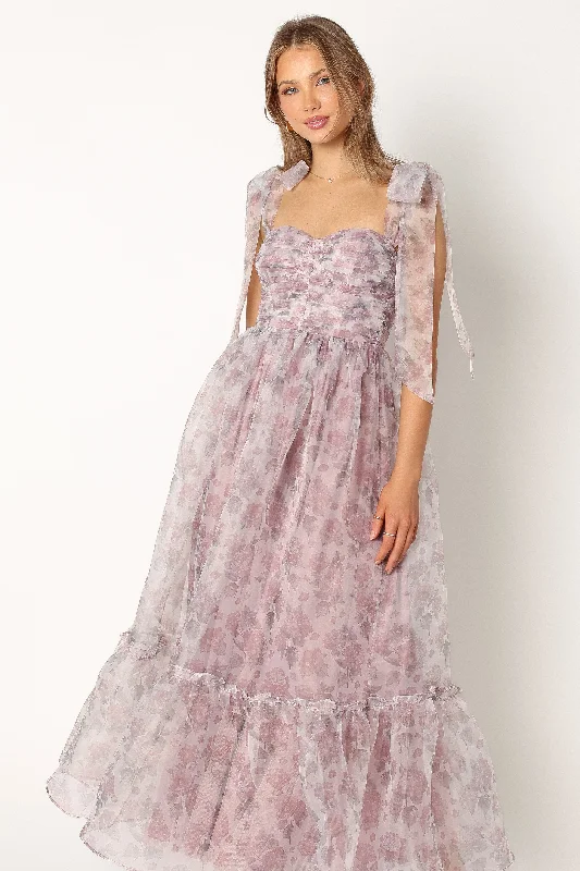 Formal wedding guest dresses for black-tie weddings -Floret Midi Dress - Dark Purple Formal wedding guest dresses for black-tie weddings -Floret Midi Dress - Dark Purple
