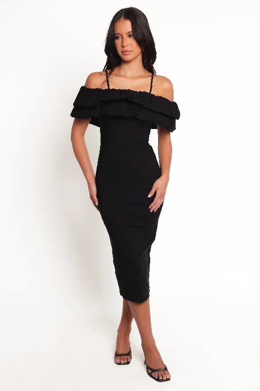 Graduation dresses with a corset back for a structured fit -Sammi Midi Dress - Black Graduation dresses with a corset back for a structured fit -Sammi Midi Dress - Black