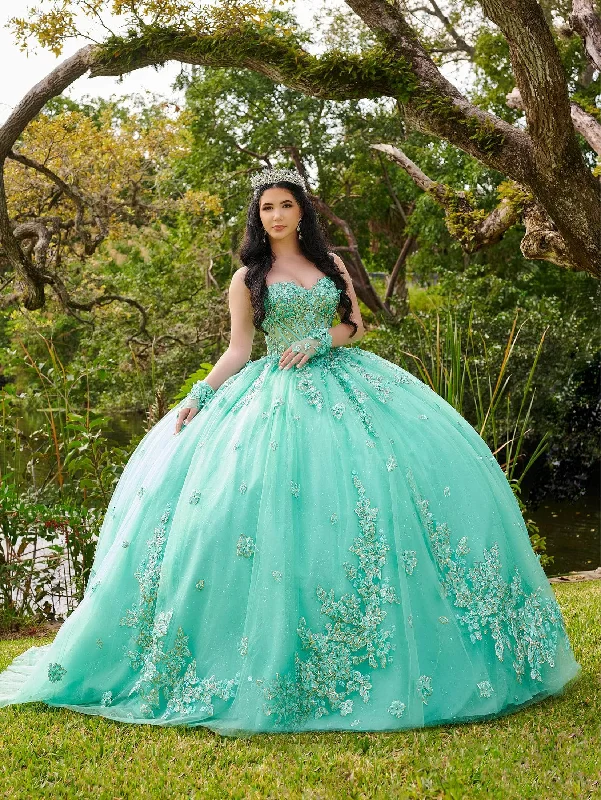 Lizluo Fiesta 56514 - 3D Floral Applique Strapless Ballgown