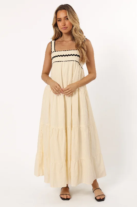Spring dresses for a wedding with modern designs -Monroe Midi Dress - Cream