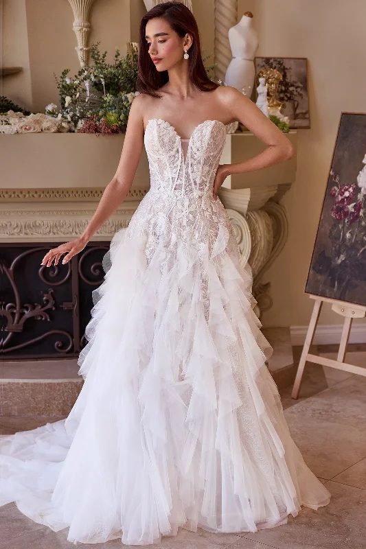 Best dresses for wedding guests attending black-tie events -Strapless Ruffed Wedding Gown by Ladivine WL016 Best dresses for wedding guests attending black-tie events -Strapless Ruffed Wedding Gown by Ladivine WL016