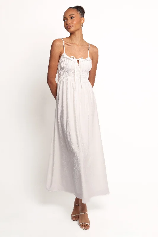 Simple party dresses for casual gatherings -Ceres Maxi Dress - White
