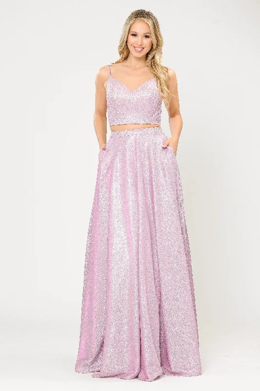 formal dresses for young adults with trendy cuts --Long Iridescent Glitter Two Piece Dress by Poly USA 8676 formal dresses for young adults with trendy cuts --Long Iridescent Glitter Two Piece Dress by Poly USA 8676