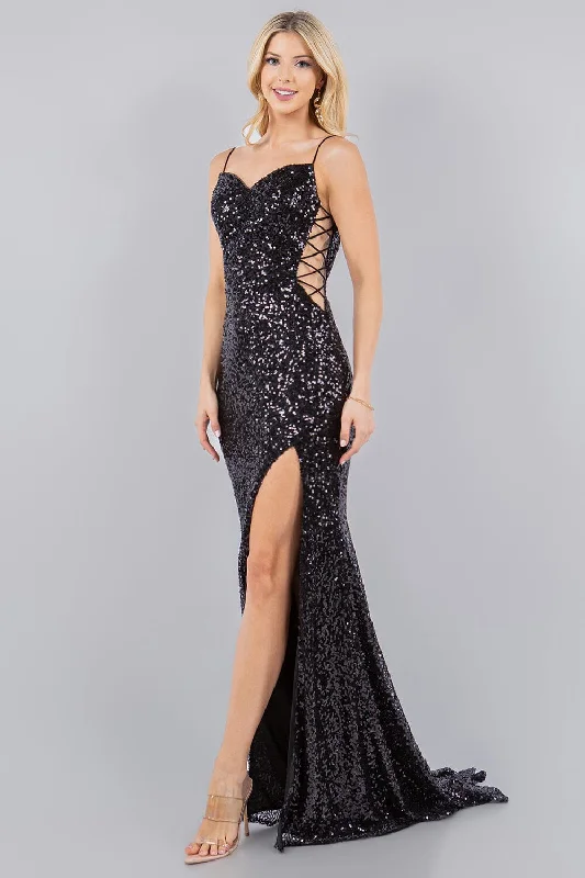 formal dresses with built-in bras for added support --Fitted Sequin Sleeveless Slit Gown by Cinderella Couture 8078J formal dresses with built-in bras for added support --Fitted Sequin Sleeveless Slit Gown by Cinderella Couture 8078J