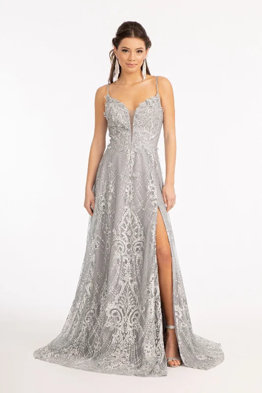 formal dresses with built-in bras for added support --Long Glitter Print Dress by Elizabeth K GL3031 formal dresses with built-in bras for added support --Long Glitter Print Dress by Elizabeth K GL3031