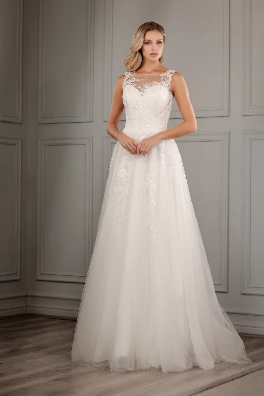 Wedding guest dresses with deep V-necks for added allure -Sleeveless Lace Tulle Bridal Gown by Abby Lane 97157 Wedding guest dresses with deep V-necks for added allure -Sleeveless Lace Tulle Bridal Gown by Abby Lane 97157