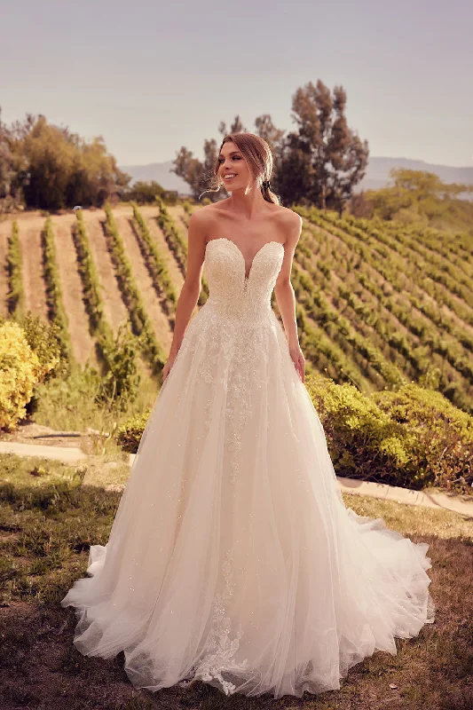 Wedding guest dresses for rustic-themed weddings with a relaxed vibe -Applique Strapless Bridal Gown by Abby Lane 97229 Wedding guest dresses for rustic-themed weddings with a relaxed vibe -Applique Strapless Bridal Gown by Abby Lane 97229