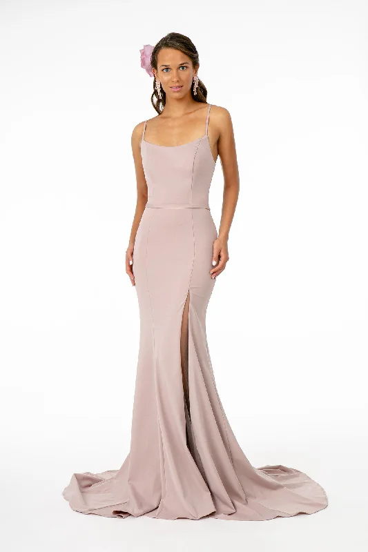 bridesmaid dresses with floral appliques for romantic style --Long Square Neck Jersey Dress with Side Slit by Elizabeth K GL2670 bridesmaid dresses with floral appliques for romantic style --Long Square Neck Jersey Dress with Side Slit by Elizabeth K GL2670