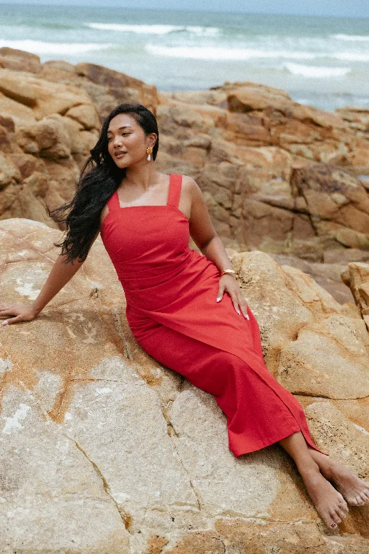 Wedding guest dresses with delicate details for a polished look -Caterina Maxi Dress - Red