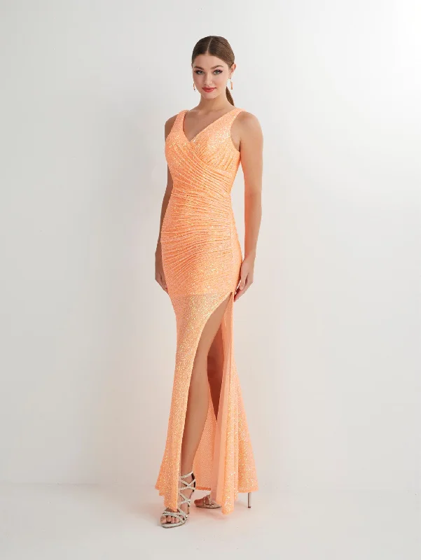 cocktail dresses with satin bows for elegant detail --Fitted Sequin Sleeveless Slit Gown by Studio 17 12903 cocktail dresses with satin bows for elegant detail --Fitted Sequin Sleeveless Slit Gown by Studio 17 12903