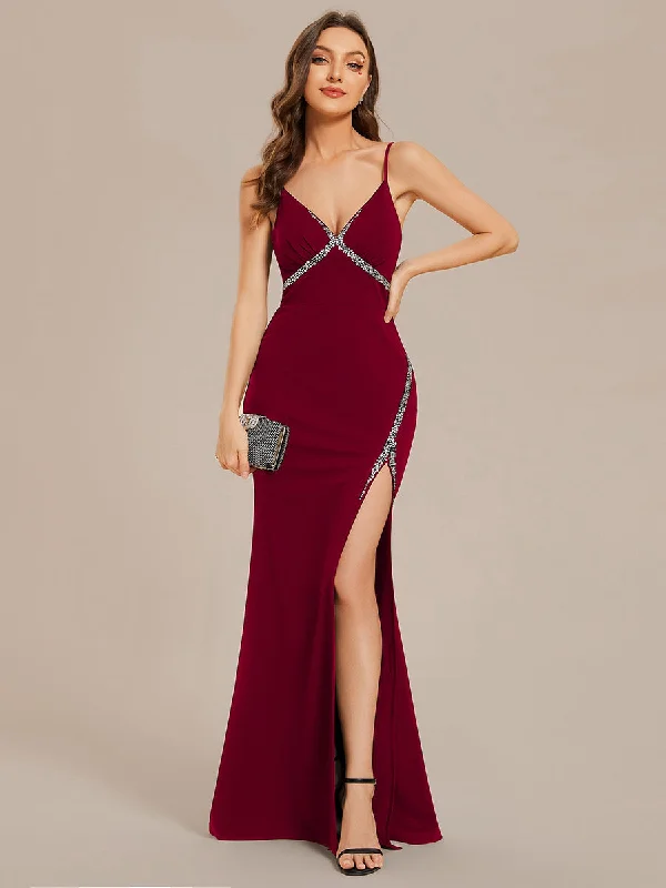 formal dresses for winter weddings with velvet and long sleeves --V Neck Side Split Fishtail Shiny Wholesale Evening Dresses formal dresses for winter weddings with velvet and long sleeves --V Neck Side Split Fishtail Shiny Wholesale Evening Dresses