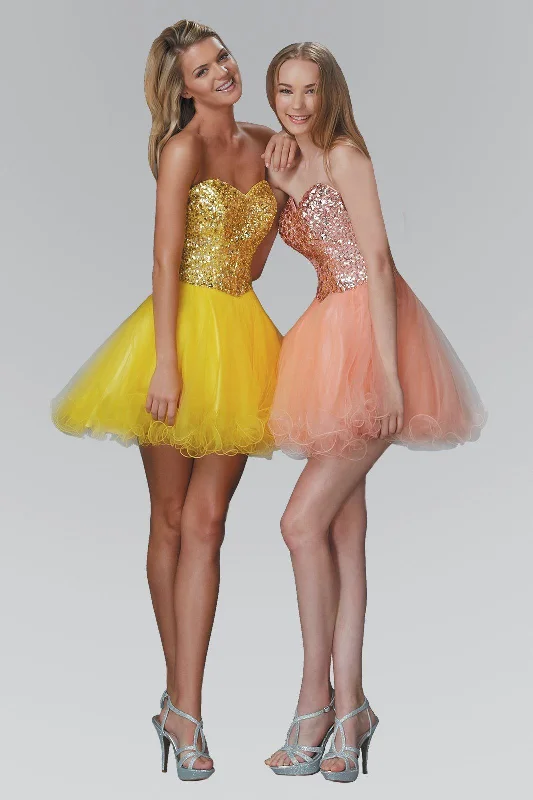 Simple yet elegant graduation dresses for a refined look -Short Strapless Dress with Jeweled Bodice by Elizabeth K GS2034 Simple yet elegant graduation dresses for a refined look -Short Strapless Dress with Jeweled Bodice by Elizabeth K GS2034