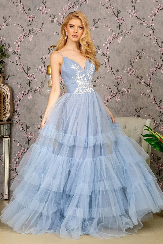 Trendy wedding guest dresses for casual weddings -Beaded Sleeveless Tiered Ruffled Gown by GLS Gloria GL3452 Trendy wedding guest dresses for casual weddings -Beaded Sleeveless Tiered Ruffled Gown by GLS Gloria GL3452