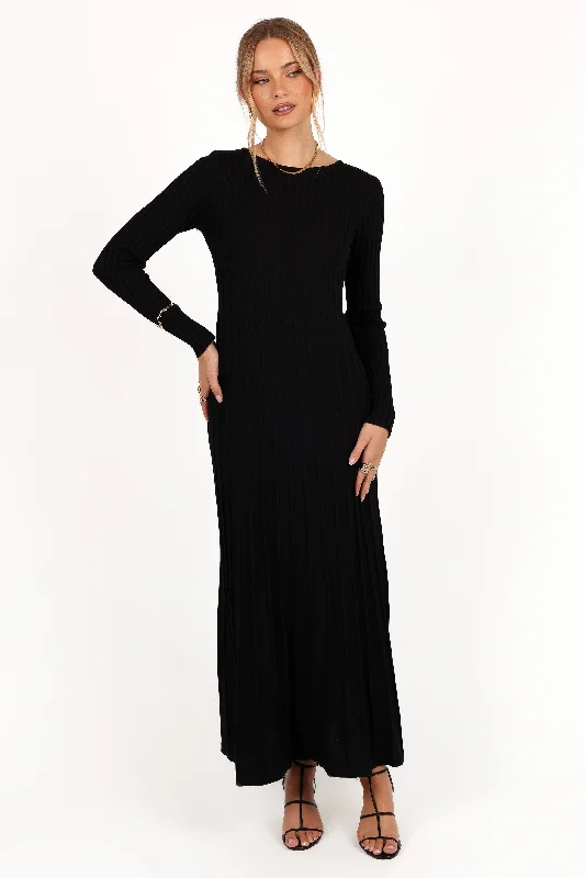 Spring dresses with adjustable straps for a custom fit -Alison Long Sleeve Maxi Dress - Black
