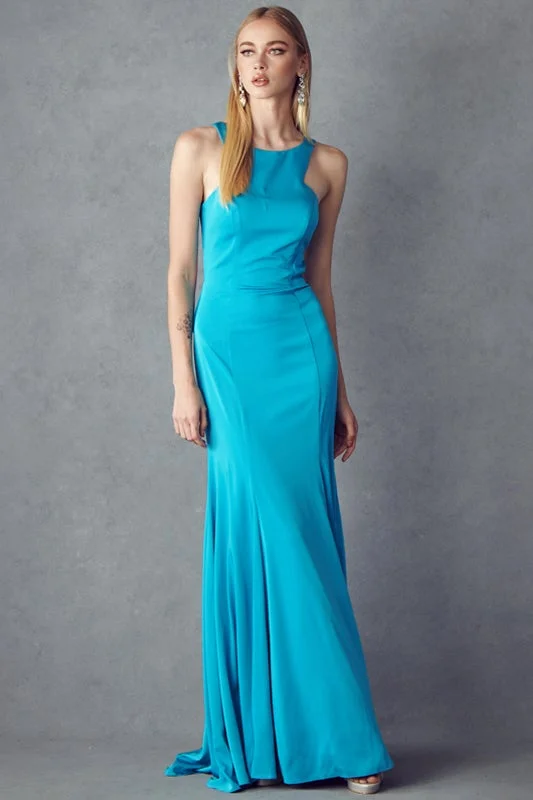 formal dresses with satin fabric for smooth texture --Fitted Sleeveless Gown with Ruffled Back by Juliet 645 formal dresses with satin fabric for smooth texture --Fitted Sleeveless Gown with Ruffled Back by Juliet 645