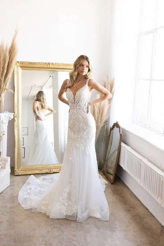 Stunning wedding guest dresses for formal evening events -Fitted Lace Tulle Bridal Gown by Abby Lane 97201 Stunning wedding guest dresses for formal evening events -Fitted Lace Tulle Bridal Gown by Abby Lane 97201
