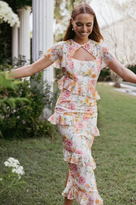 formal dresses for senior women with classic cuts --Leila Maxi Dress - Peony