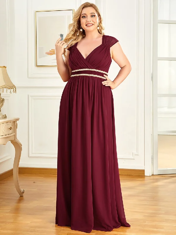 formal dresses for holiday parties in jewel tones --Plus Size Sleeveless Floor Length V Neck Wholesale Bridesmaid dresses