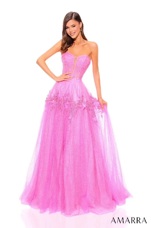 Wedding guest dresses with eye-catching prints for a bold look -3D Floral Corset A-line Tulle Ball Gown by Amarra 88874 Wedding guest dresses with eye-catching prints for a bold look -3D Floral Corset A-line Tulle Ball Gown by Amarra 88874
