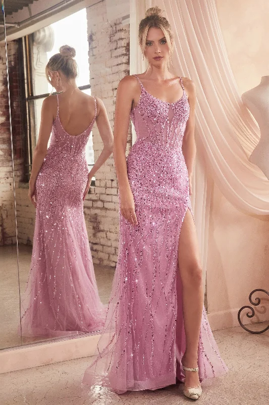 cocktail dresses with halter necks for formal dinners --Fitted Sequin Sheer Sleeveless Slit Gown by Ladivine CD0220 cocktail dresses with halter necks for formal dinners --Fitted Sequin Sheer Sleeveless Slit Gown by Ladivine CD0220