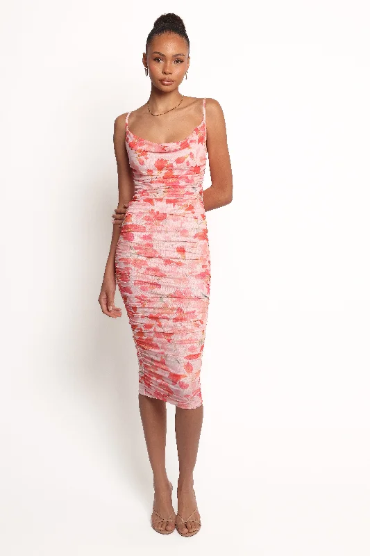 Vibrant red party dresses for holiday celebrations -Tempest Midi Dress - Pink Floral Vibrant red party dresses for holiday celebrations -Tempest Midi Dress - Pink Floral