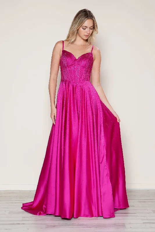 cocktail dresses with lace trims for delicate accents --Beaded Satin Sleeveless A-line Gown by Poly USA 9610 cocktail dresses with lace trims for delicate accents --Beaded Satin Sleeveless A-line Gown by Poly USA 9610