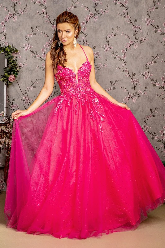 Short wedding guest dresses that are perfect for afternoon events -Embroidered Strappy Back A-line Gown by GLS Gloria GL3229 Short wedding guest dresses that are perfect for afternoon events -Embroidered Strappy Back A-line Gown by GLS Gloria GL3229